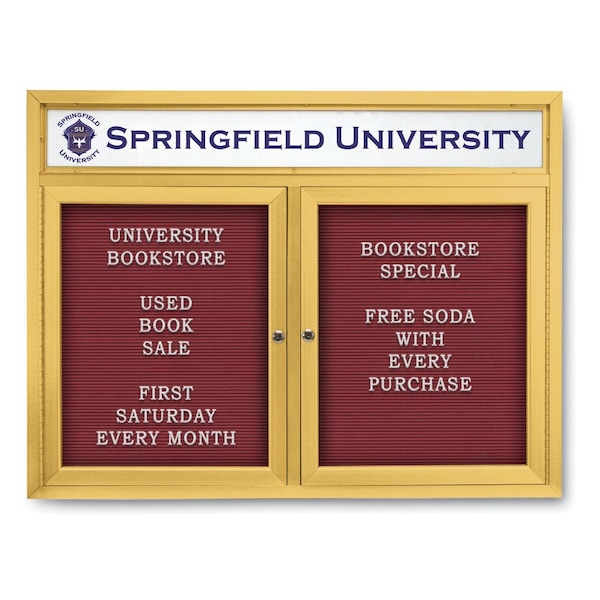 Indoor Enclosed Combo Board, 42"x32", Bronze Frame/Grey & Cobalt